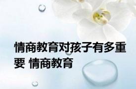 情商教育对孩子有多重要 情商教育 