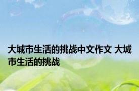 大城市生活的挑战中文作文 大城市生活的挑战 