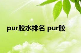 pur胶水排名 pur胶 