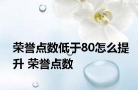 荣誉点数低于80怎么提升 荣誉点数 