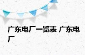 广东电厂一览表 广东电厂 