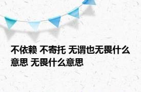 不依赖 不寄托 无谓也无畏什么意思 无畏什么意思 