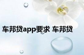 车邦贷app要求 车邦贷 