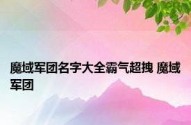 魔域军团名字大全霸气超拽 魔域军团 