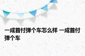 一成首付弹个车怎么样 一成首付弹个车 