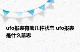 ufo报表有哪几种状态 ufo报表是什么意思 