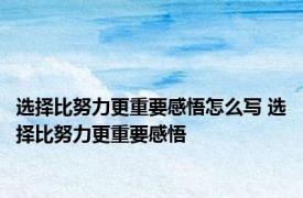 选择比努力更重要感悟怎么写 选择比努力更重要感悟 