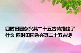 四时田园杂兴其二十五古诗描绘了什么 四时田园杂兴其二十五古诗 