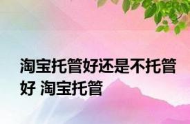 淘宝托管好还是不托管好 淘宝托管 