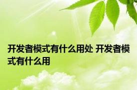 开发者模式有什么用处 开发者模式有什么用 