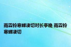 雨霖铃寒蝉凄切对长亭晚 雨霖铃寒蝉凄切 