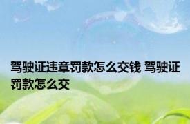 驾驶证违章罚款怎么交钱 驾驶证罚款怎么交 