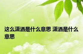 这么潇洒是什么意思 潇洒是什么意思 