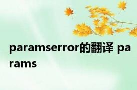 paramserror的翻译 params 