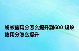 蚂蚁信用分怎么提升到600 蚂蚁信用分怎么提升 