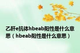 乙肝e抗体hbeab阳性是什么意思（hbeab阳性是什么意思）