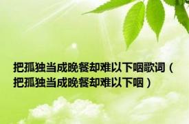 把孤独当成晚餐却难以下咽歌词（把孤独当成晚餐却难以下咽）