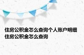 住房公积金怎么查询个人账户明细 住房公积金怎么查询 