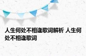 人生何处不相逢歌词解析 人生何处不相逢歌词 