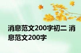 消息范文200字初二 消息范文200字 