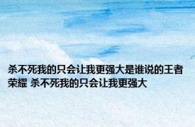 杀不死我的只会让我更强大是谁说的王者荣耀 杀不死我的只会让我更强大 