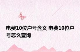 电费10位户号含义 电费10位户号怎么查询 