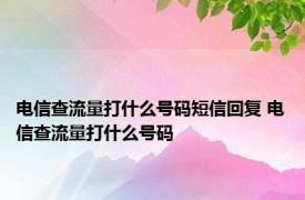 电信查流量打什么号码短信回复 电信查流量打什么号码 