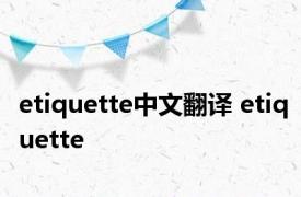 etiquette中文翻译 etiquette 