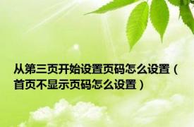 从第三页开始设置页码怎么设置（首页不显示页码怎么设置）