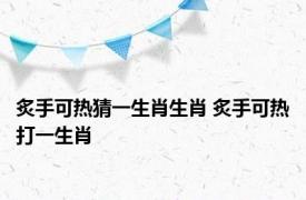 炙手可热猜一生肖生肖 炙手可热打一生肖 