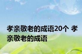 孝亲敬老的成语20个 孝亲敬老的成语 