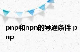 pnp和npn的导通条件 pnp 