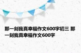 那一刻我真幸福作文600字初三 那一刻我真幸福作文600字 