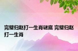 完璧归赵打一生肖谜底 完璧归赵打一生肖 