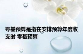 零基预算是指在安排预算年度收支时 零基预算 