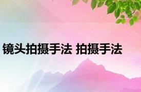 镜头拍摄手法 拍摄手法 