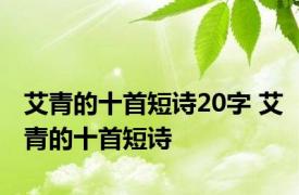 艾青的十首短诗20字 艾青的十首短诗 