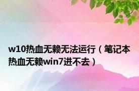 w10热血无赖无法运行（笔记本热血无赖win7进不去）