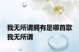 我无所谓拥有是哪首歌 我无所谓 