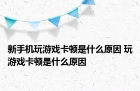 新手机玩游戏卡顿是什么原因 玩游戏卡顿是什么原因 