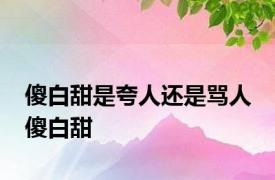 傻白甜是夸人还是骂人 傻白甜 