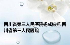 四川省第三人民医院杨成被抓 四川省第三人民医院 