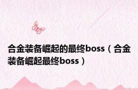 合金装备崛起的最终boss（合金装备崛起最终boss）