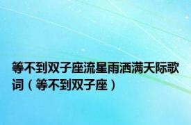 等不到双子座流星雨洒满天际歌词（等不到双子座）