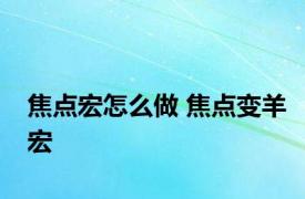 焦点宏怎么做 焦点变羊宏 