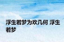 浮生若梦为欢几何 浮生若梦 