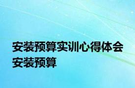 安装预算实训心得体会 安装预算 