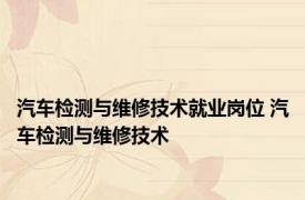 汽车检测与维修技术就业岗位 汽车检测与维修技术 