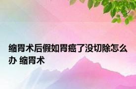 缩胃术后假如胃癌了没切除怎么办 缩胃术 