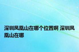 深圳凤凰山在哪个位置啊 深圳凤凰山在哪 